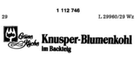 iglo Grüne Küche Knusper-Blumenkohl im Backteig Logo (DPMA, 04/18/1987)