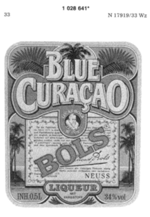 BLUE CURACAO BOLS Logo (DPMA, 08.12.1981)
