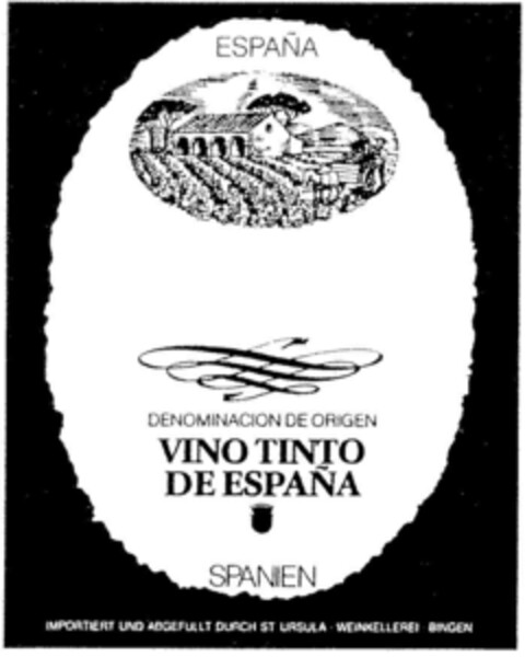 DENOMINACION DE ORIGEN VINO TINTO DE ESPANA Logo (DPMA, 01/29/1988)