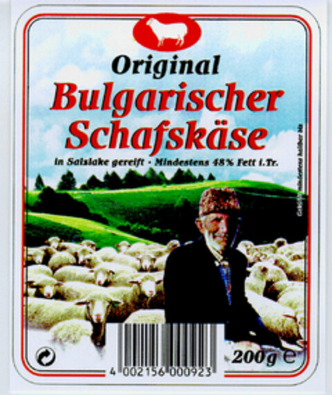 Original Bulgarischer Schafskäse in Salzlake gereift Logo (DPMA, 07/18/2001)