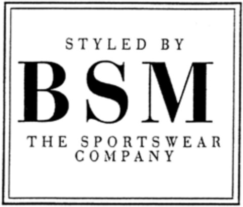 STYLED BY BSM THE SPORTSWEAR COMPANY Logo (DPMA, 08/10/1994)