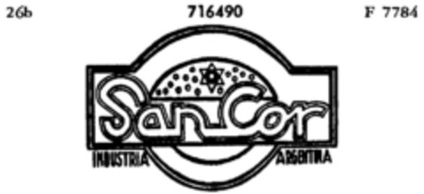 San Cor INDUSTRIA ARGENTINA Logo (DPMA, 09.04.1957)