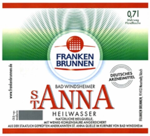 FRANKEN BRUNNEN BAD WINDSHEIMER ST. ANNA HEILWASSER Logo (DPMA, 01.12.2015)