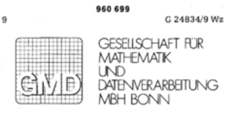 GMD GESELLSCHAFT FÜR MATHEMATIK UND DATENVERARBEITUNG Logo (DPMA, 17.09.1976)