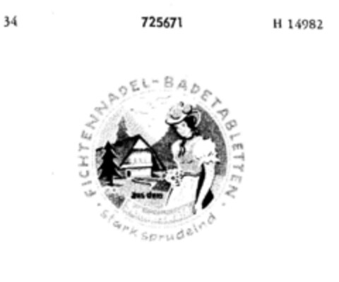 FICHTENNADEL-BADETABLETTEN   stark sprudelnd Logo (DPMA, 26.07.1958)