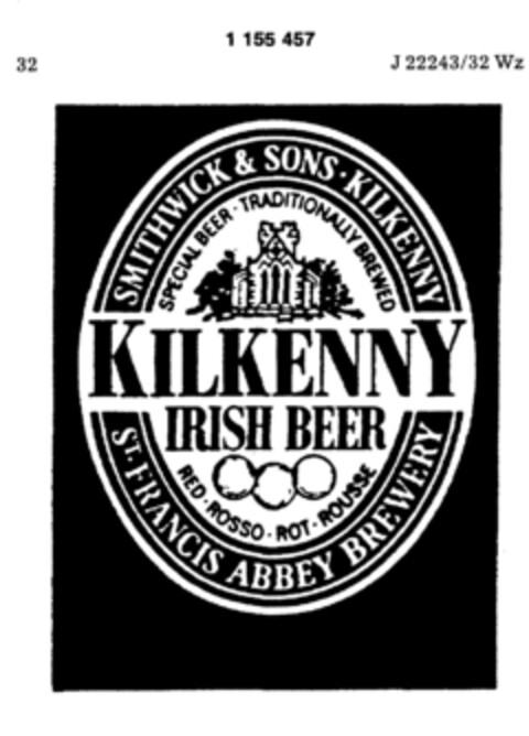 KILKENNY IRISH BEER Logo (DPMA, 29.09.1987)
