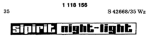 sipirit night-light Logo (DPMA, 13.12.1985)