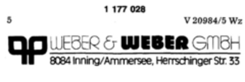 WEBER & WEBER GMBH 8084 Inning/Ammersee, Herrschinger Str. 33 Logo (DPMA, 22.09.1988)