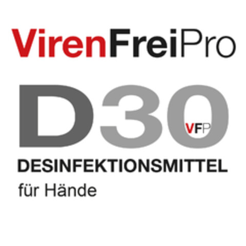 VirenFreiPro D3O VFP DESINFEKTIONSMITTEL für Hände Logo (DPMA, 29.05.2020)