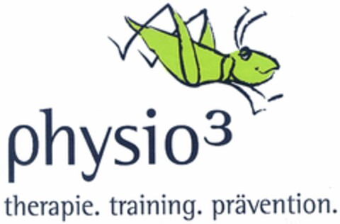 physio3 therapie. training. prävention. Logo (DPMA, 03/06/2006)