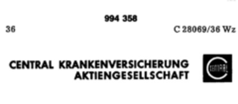 CENTRAL KRANKENVERSICHERUNG AKTIENGESELLSCHAFT Logo (DPMA, 02.04.1979)