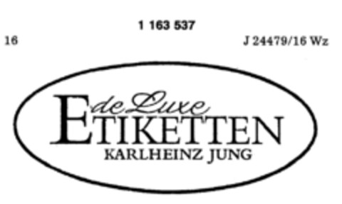 de Luxe ETIKETTEN KARLHEINZ JUNG Logo (DPMA, 10/28/1989)