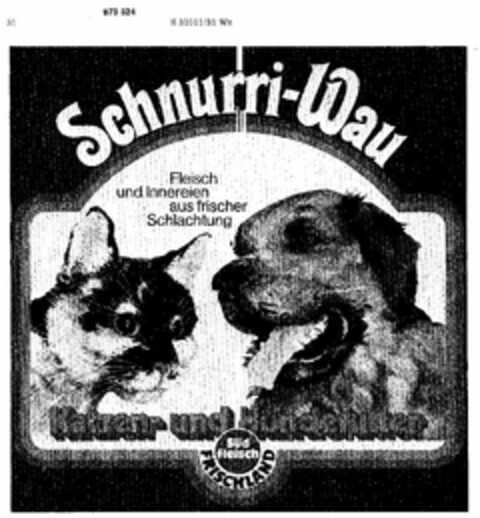 Schnurri-Wau  Katzen- und Hundefutter Logo (DPMA, 15.06.1977)