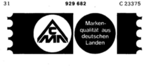 CMA Markenqualität aus deutschen Landen Logo (DPMA, 25.06.1973)