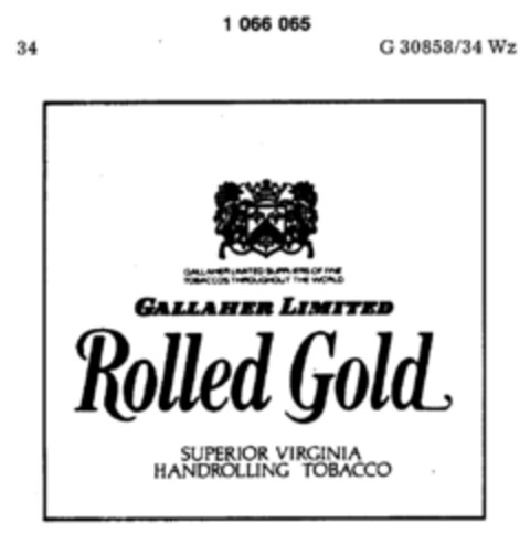 GALLAHER LIMITED Rolled Gold Logo (DPMA, 14.10.1983)