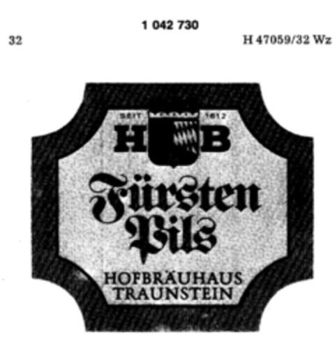 HB Fürsten Pils HOFBRÄUHAUS TRAUNSTEIN Logo (DPMA, 01.02.1980)