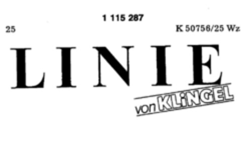 LINIE von KLINGEL Logo (DPMA, 17.01.1987)