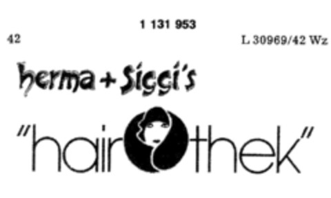 herma+siggi`s "hairothek" Logo (DPMA, 06.04.1988)