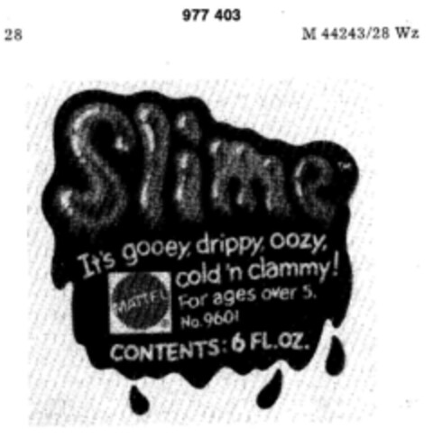 Slime MATTEL Logo (DPMA, 02/10/1978)