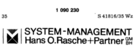 SYSTEM-MANAGEMENT HANS O.RASCHE+PARTNER GMBH Logo (DPMA, 05/20/1985)