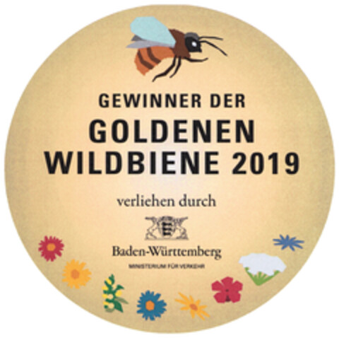 GEWINNER DER GOLDENEN WILDBIENE 2019 verliehen durch Baden-Württemberg Logo (DPMA, 04/28/2021)