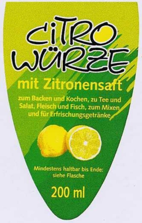 CITRO WÜRZE mit Zitronensaft Logo (DPMA, 29.08.2002)