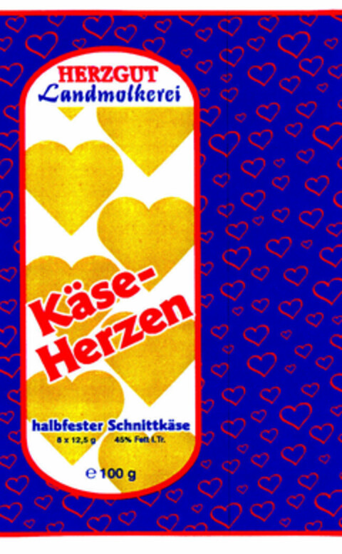 Käse-Herzen HERZGUT Landmolkerei halbfester Schnittkäse Logo (DPMA, 12/07/1999)