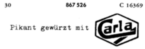 Pikant gewürzt mit Carla Logo (DPMA, 31.08.1965)