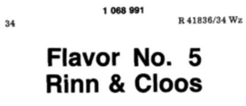 Flavor No.5 Rinn & Cloos Logo (DPMA, 29.03.1984)