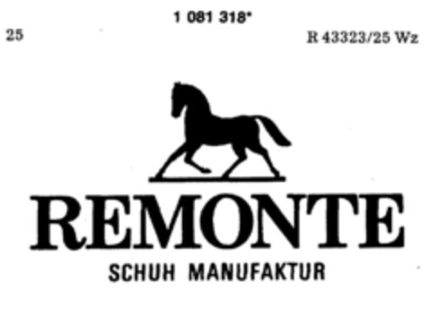 REMONTE SCHUH MANUFAKTUR Logo (DPMA, 13.07.1985)