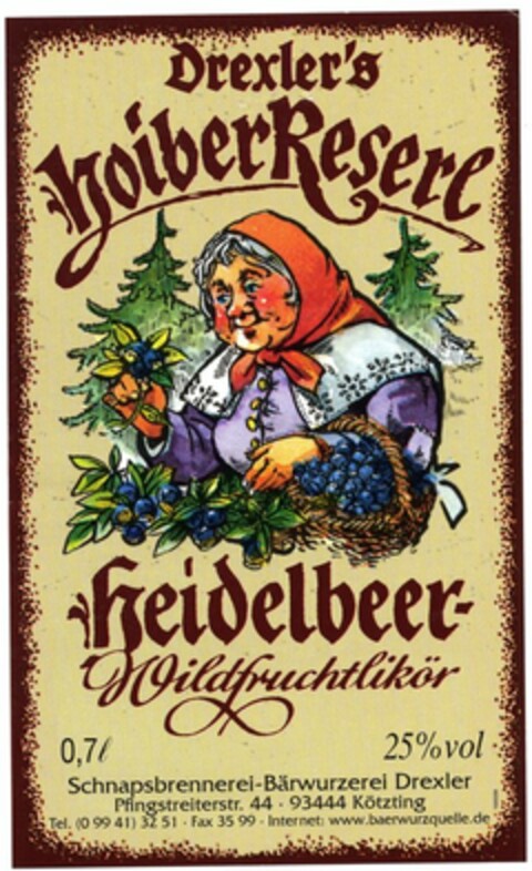 Drexler's HoiberReserl Heidelbeer-Wildfruchtlikör Logo (DPMA, 07/14/2006)