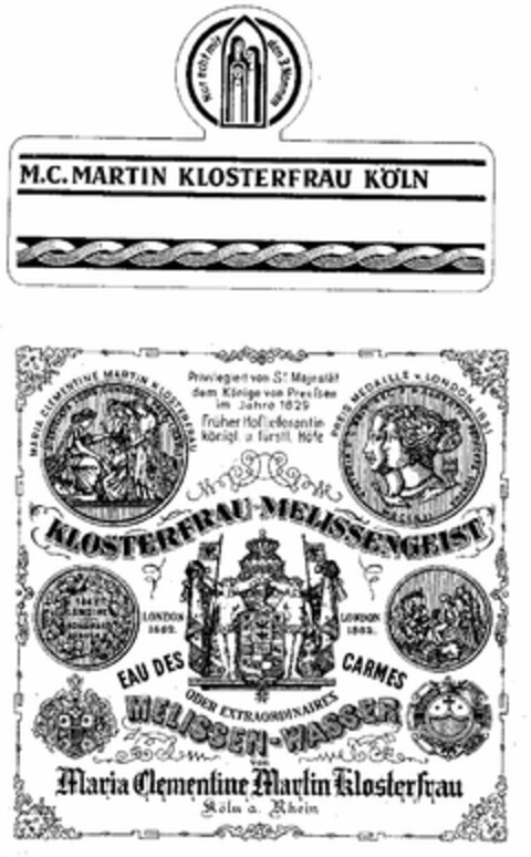 KLOSTERFRAU MELISSENGEIST Logo (DPMA, 20.10.1939)