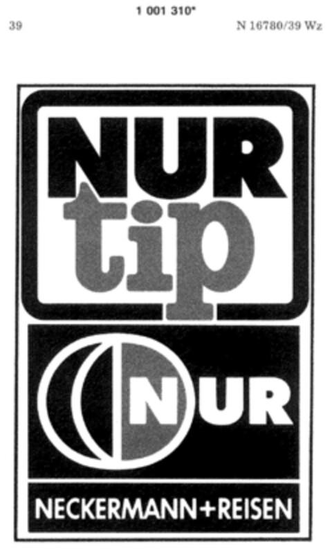 NUR tip NUR NECKERMANN+REISEN Logo (DPMA, 11/23/1979)