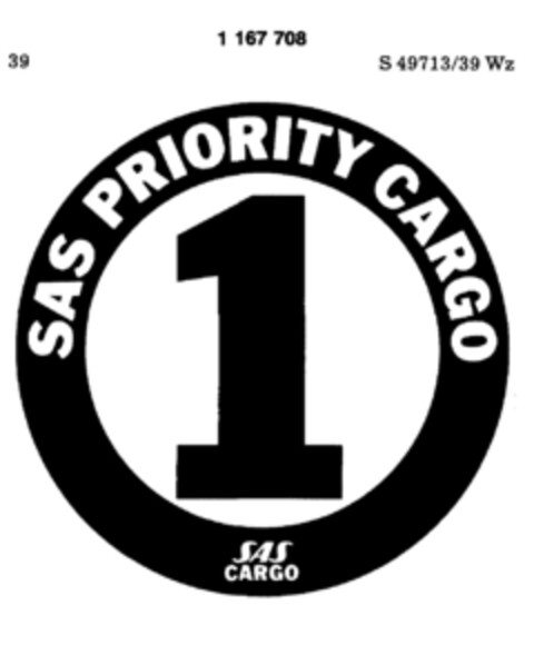 SAS PRIORITY CARGO 1 SAS CARGO Logo (DPMA, 19.01.1990)