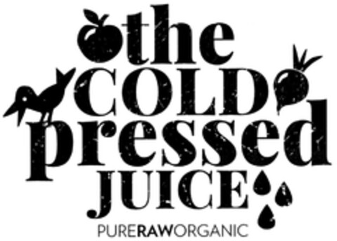 the COLD pressed JUICE PURERAWORGANIC Logo (DPMA, 14.07.2015)