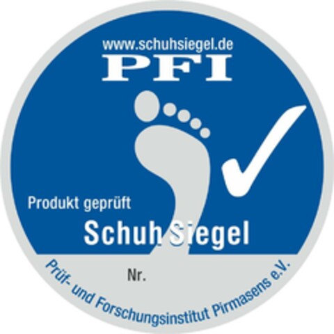 www.schuhsiegel.de Produkt geprüft PFI Schuh Siegel Nr. Prüf- und Forschungsinstitut Pirmasens e.V. Logo (DPMA, 03.07.2018)