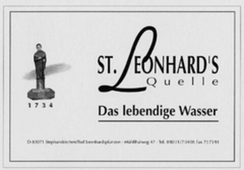 ST. LEONHARD'S Quelle Das lebendige Wasser Logo (DPMA, 23.08.2002)