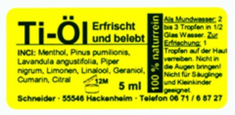 Ti-Öl Erfrischt und belebt Logo (DPMA, 03.01.2006)
