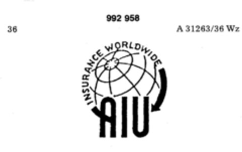 AIU INSURANCE WORLDWIDE Logo (DPMA, 02.04.1979)