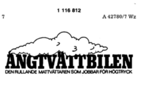 ANGTVÄTTBILEN DEN RULLANDE  MATTVÄTTAREN SOM JOBBAR FÖR HÖGTRYCK Logo (DPMA, 08.04.1987)