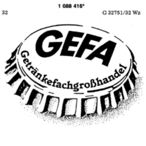 GEFA Getränkefachgroßhandel Logo (DPMA, 11.11.1985)