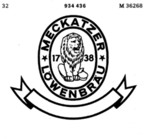 MECKATZER LÖWENBRÄU Logo (DPMA, 09/15/1972)