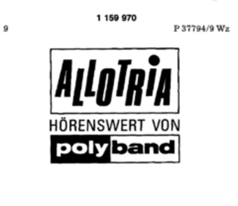 ALLOTRIA HÖRENSWERT VON polyband Logo (DPMA, 03/22/1989)