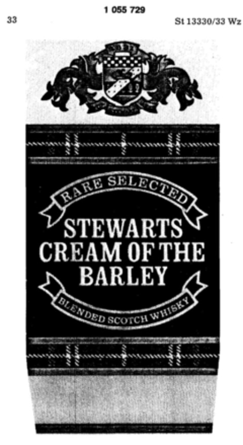 STEWARTS CREAM OF THE BARLEY RARE SELECTED  BLENDED SCOTCH WHISKY Logo (DPMA, 07.01.1983)