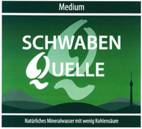 Medium SCHWABEN QUELLE Natürliches Mineralwasser mit wenig Kohlensäure Logo (DPMA, 03/04/2009)