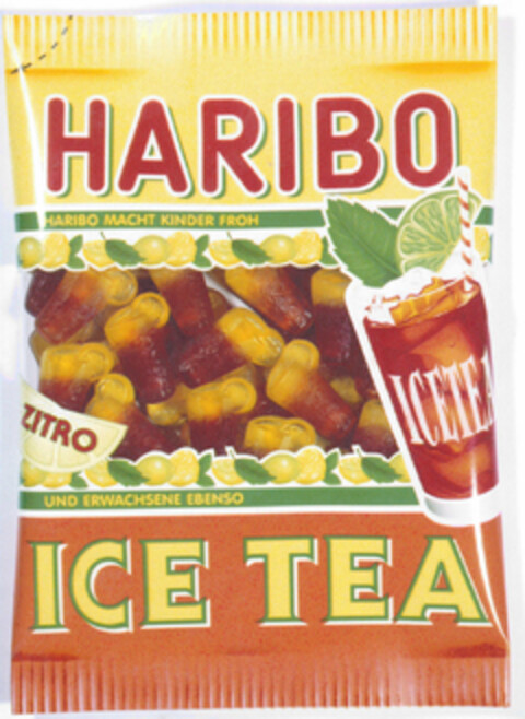 HARIBO HARIBO MACHT KINDER FROH UND ERWACHSENE EBENSO ZITRO ICE TEA Logo (DPMA, 11/29/1995)