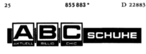 ABC SCHUHE AKTUELL BILLIG CHIC Logo (DPMA, 14.12.1968)