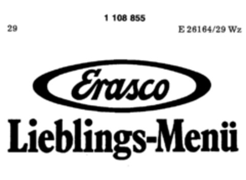 Erasco Lieblings-Menü Logo (DPMA, 09.10.1986)