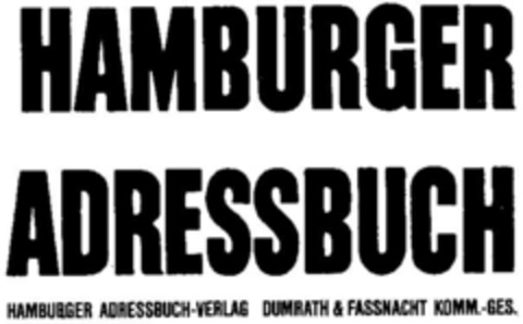 HAMBURGER ADRESSBUCH Logo (DPMA, 07.04.1977)