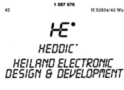 HE HEDDIC HEILAND ELECTRONIC DESIGN & DEVELOPMENT Logo (DPMA, 06/08/1984)